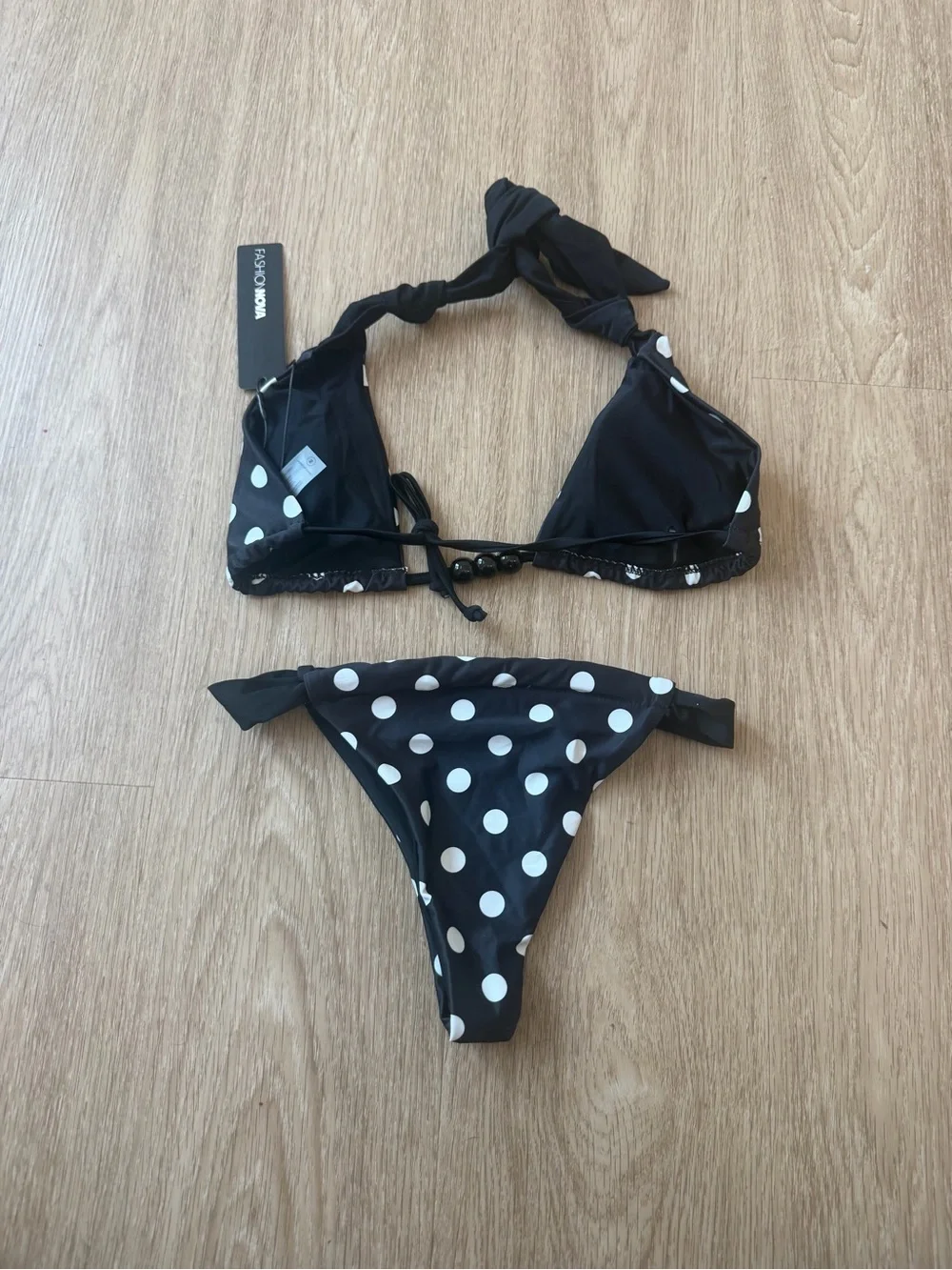 FASHION NOVA Splashin Babe 2 Piece Polka Dot Triangle Bikini Set size small NEW